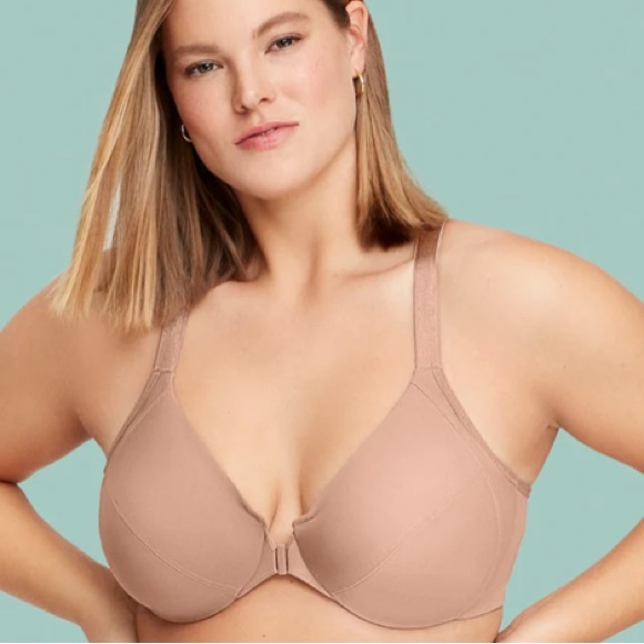 GLAMORISE - Front Closure Smoothing Wonder Wire Bra - Nude/Cappuccino 44DD - Picture 4 of 11